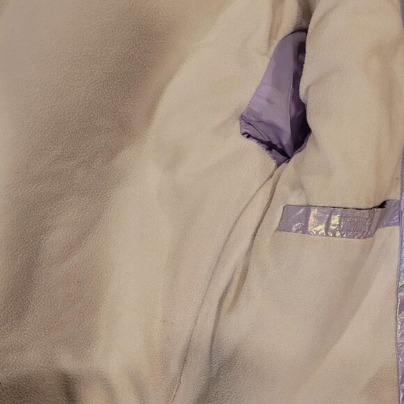 Cat and Jack Kids' Solid Puffer Jacket Lavender Shiny / Teddy Size L (10/12) - Picture 6 of 8